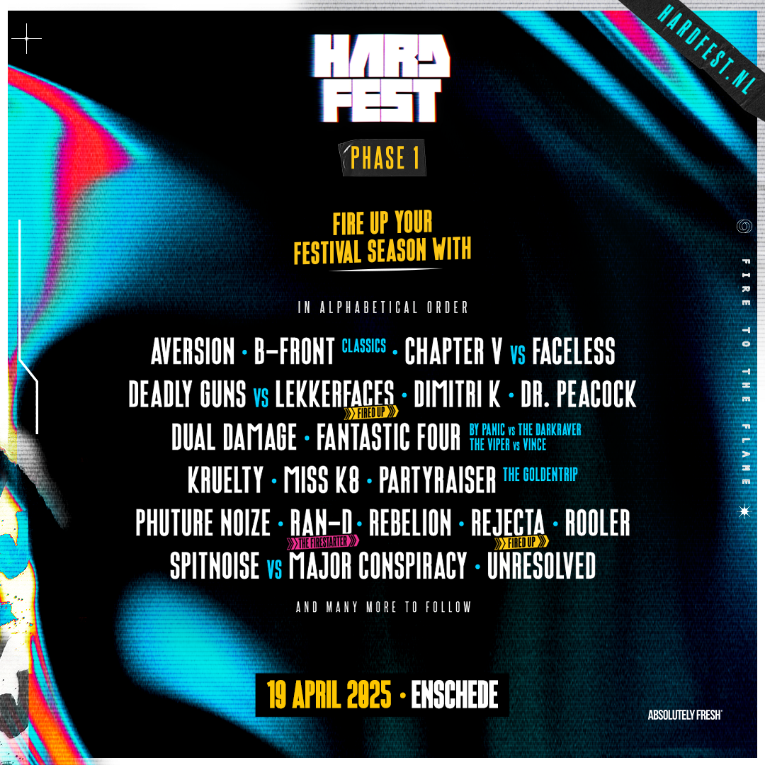 Fase 1 line up HARDFEST 2025 bekend HARDFEST 19 April 2025
